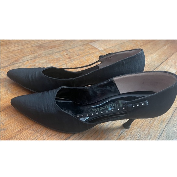 Vintage 1960s Go Steady With Fiancées Pointy Black Heels - size 7 AA - Picture 2 of 9